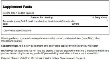 Swanson Arjuna 500 Milligrams 60 Veg Capsules