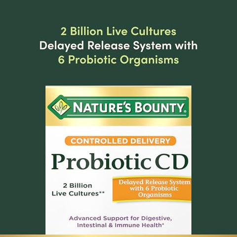 Nature'S Bounty Probiotic Controlled Delivery Dietary Supplement Delivers Friendly Bacteria To Digestive And Immune Systems 30 Caplets