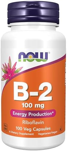 Now Foods Supplements Vitamin B2 (Riboflavin) 100 Mg Energy Production 100 Veg Capsules