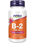 NOW Supplements Vitamin B2 (Riboflavin) 100 mg Energy Production* 100 Veg Capsules
