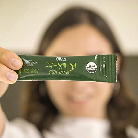 Olive Oil Packets - Olizzi Premium Organic Extra Virgin, New Harvest, Award Winning, Early Harvest, Cold Pressed, USDA Organic Certified, Single Serve, Mini, Salad Dressing To Go, Individual, Travel Size, 10 Single Use Packs (0.34 Fl Oz / Unit)