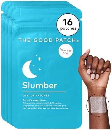 The Good Patch Slumber Sleep Patch Support Melatonin Sustained Release Natural Patch With Ltheanine Magnesium Tart Cherry Extract Plant Powered Wearable Wellness (16 Total Patches)