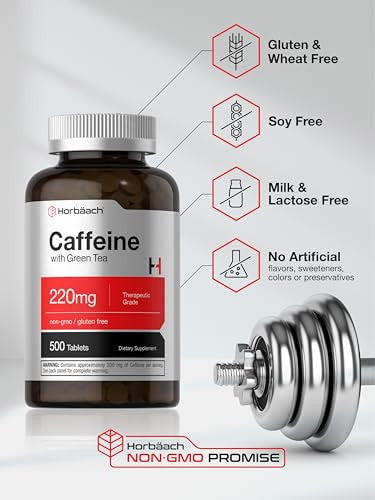 Horbaach Caffeine Pills With Green Tea 500 Tablets 220Mg