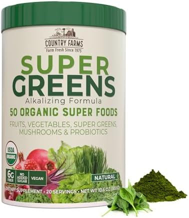 Country Farms Super Greens Powder 50 Organic Superfoods Drink Mix With Immune Defense Superfoods Drink Mix Vitamin C Elderberry