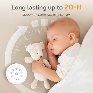Melodysusie Rechargeable White Noise Machine For Sleep Travel & Salon With Wooden Stand Sound Machine With 31 Soothing Sounds Multi-Night Light 32 Volumes & 4 Timers For Baby Adult