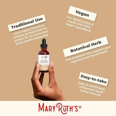 Maryruth's Lions Mane Mushroom Supplement 1 Fl Oz 1180Mg