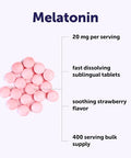 Micro Ingredients Melatonin 20Mg 400 Tablets Strawberry Flavor Fast Dissolve 100 Drug Free Vegetarian Friendly Non-Gmo No Gluten Sugar Free