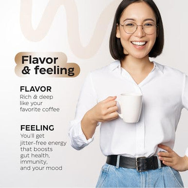 Wellneum Mushroom Coffee - French Roast Style Instant Coffee + Lion S Mane 900Mg For Focus + Reishi Chaga & Turkey Tail - 10-In-1 Mushrooms Fruiting Body Adaptogen Blend Sugar Free 35 Servings