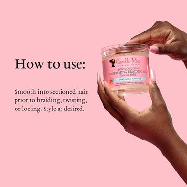 Camille Rose Mint Condition Braid GelWith Aloe And Sea MossFor MoistureShineAnd Curly To Coily Hair Types12 Oz