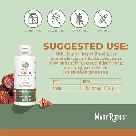 Maryruth'S Maryruth Organics Reishi Vegan Mushroom Supplement Ultra Absorption Liposomal Immune Support With 200Mg Beta-Glucans Vegan Full Spectrum Reishi Mushrooms Fruiting Body 7.6 Oz