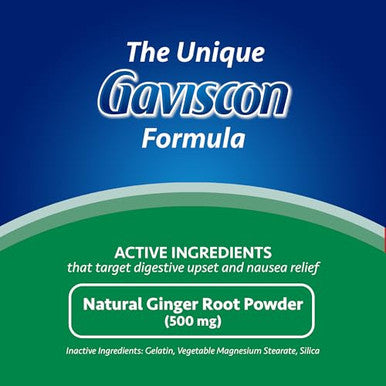 Gaviscon Anti Nausea Ginger Capsules - 18 Count - Tablets For Nausea Relief & Digestion Support Natural Ginger - Free Of Aluminum Lactose And Gluten