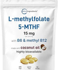Micro Ingredients L Methylfolate 15Mg 240 Softgels Active 5Mthf With B6 and Methyl B12 Methylated Vitamin B9 With Coconut Oil
