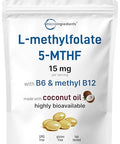 Micro Ingredients L Methylfolate 15Mg 240 Softgels Active 5-Mthf With B6 & Methyl B12 Methylated Vitamin B9 With Coconut Oil