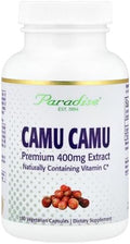 Paradise Herbs Organic Camu Camu Extract 400 Mg Rich In Vitamin C Pure & Potent Gluten Nongmo Vegan 60 Capsules