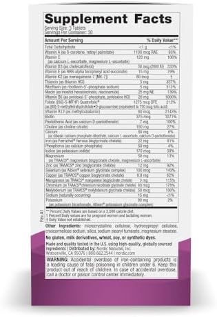 Nordic Naturals Vegetarian Prenatal Multivitamin Minis 90 Easy to Swallow Tablets Highly Absorbable Multivitamin and Mineral Supplement to Support Pregnancy NonGMO 30 Servings