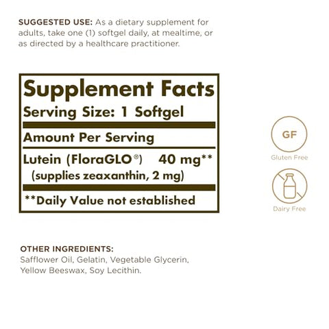 Solgar Lutein 40 Mg 30 Softgels (Pack Of 3) - Supports Eye Health - Helps Filter Out Blue Light - Contains Floraglo Lutein - Gluten Free Dairy Free 90 Total Servings