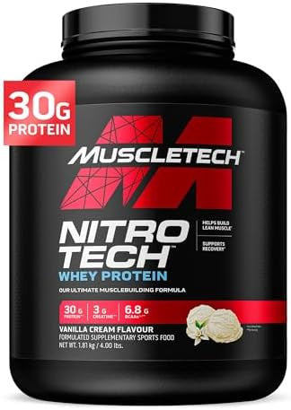 Muscletech Whey Protein Powder Vanilla Cream 4 Pound & Nutricost Creatine Monohydrate Micronized Powder 500G