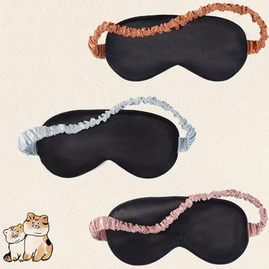 Bermifa Sleep Masks Silky Satin Eye Masks For SleepingEffective Light Blocking Blindfold For Men Women Cute Cat Paw Design With No-Pressure Elastic Strap 3 Packs