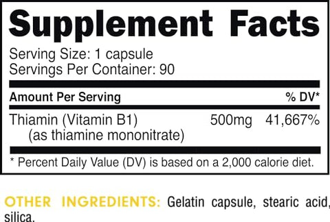 Bucked Up Vitamin B1 500mg Capsules Essentials 90 Servings