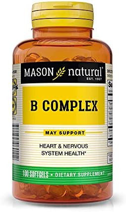 Mason Natural Vitamin B-Complex, 300-Day Supply, For Normal Nerve Support And Energy Metabolism, 100 Softgels (Pack Of 3)