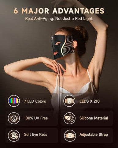Kydj Red Light Therapy Mask For Face 7 Colors Led Face Mask Light Therapy With Rechargeable Remote Portable Anti-Aging & Skin Rejuvenation Device For Home Use Or Travel Ideal For Women