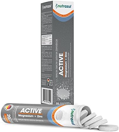 Nutrazul Active Magnesium And Zinc Effervescent Tablets 60 Tablets Magnesium Supplements For Muscle Recovery & Electrolyte Balance Orange Flavor