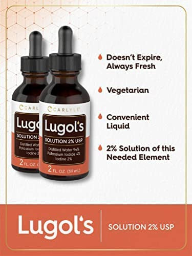 Lugols Iodine 2 Fl Oz Twin Pack 2% Liquid Drops By Carlyle