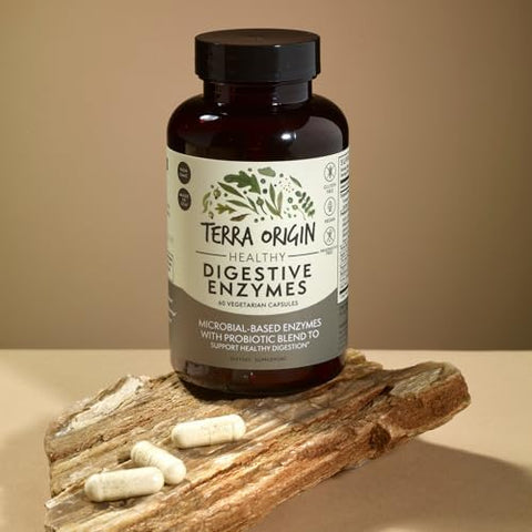Terra Origin Digestive Enzymes With Probiotics & Prebiotics 60 Capsules Supports Digestive Gut Health Non Gmo Gluten Vegan For Women And Men