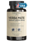 Vinatura Yerba Mate 1400Mg - Magic Natural Caffeine & Energy Supplements Usa Made & Tested High Potency Enhanced With Taurine And Vitamin B Complex 60 Capsules