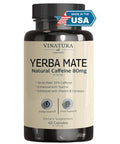 Vinatura Yerba Mate 1400 mg Dietary Supplement with Yerba Mate Taurine & Vitamin B Complex Third-Party Tested Made in USA 60 Capsules