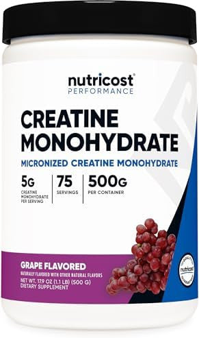Nutricost Creatine Monohydrate Powder (Grape 500 Gram) Micronized Creatine Supplement Vegan Nongmo Gluten