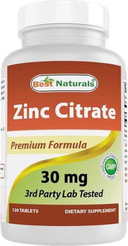 Best Naturals Zinc 30Mg Supplements (As Zinc Citrate) Zinc Vitamins For Adults Immune Support 120 Tablets (120 Count (Pack Of 2))