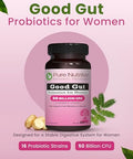 Pure Nutrition Good Gut Women'S Probiotics 50 Billion Cfu 16 Strains 60 Caps Probiotics For Women With Organic Prebiotic Blend Once Daily Non Gmo Gluten Free