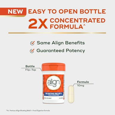 Align Probiotic Bloating Relief + Food Digestion Probiotics For Women And Men Promotes Digestive Health And Helps Support The Metabolism Of Food 28 Capsules (Packaging May Vary)