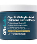 Qrxlabs Glycolic + Salicylic Acid Acne Control Pads With 10% Ultra Pure Glycolic & 2% Salicylic Allantoin Vitamin B5 C & E Calendula & Green Tea - Acne Treatment For Clear Skin