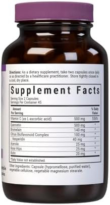 Bluebonnet Bb553 Nutrition Super Quercetin Vegetable Capsules Vitamin C Formula Best For Seasonal & Immune Support Non Gmo Gluten Soy Milk Kosher White 90 Count (Pack Of 1)