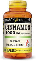 Mason Natural Cinnamon 1000 Mg 100 Capsules (Pack Of 3) Herbal Dietary Supplement