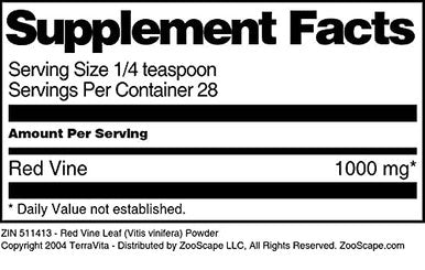 Terravita Red Vine Leaf (Vitis Vinifera) Powder (1 Oz, Zin: 511413)
