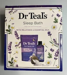 Dr. Teal'S Sleep Bath Epsom Salt & Foaming Bath With Melatonin & Essential Oils2 Piece Travel Set 11Oz. Bag Of Bath Salts & 3Oz Bottle Of Foam Bath (Melatonin)