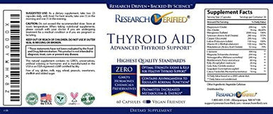 Research VerifiedÃƒâ€šÃ‚Â® Thyroid Aid - Optimal Thyroid Function With Iodine Copper & Zinc - 260 Mcg Selenium - 100% Pure - Vegan Friendly - 60 Capsules - 1 Month Supply