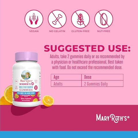 Maryruth'S Multivitamin For Women 40 Sugar Free Vegan Womens Vitamins Immune Support Daily Women'S Multivitamin Chasteberry Hair Skin And Nail Gummy Vitamins For Women 60 Count