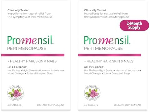 Promensil Perimenopause Supplements For Women Red Clover Isoflavones Vitamins Helps Support Hot Flashes Night Sweats Restlessness Contains Biotin & Vitamin D 30 Tablet Count Pack Of 2