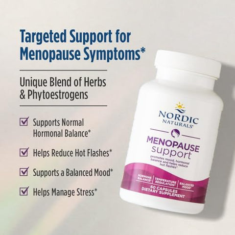 Nordic Naturals Menopause Support -Unflavored - 60 Capsules - Women S Hormone-Support Supplement For Menopause Mood Balance & Hot-Flash Support - Plant-Based Herbs And Phytoestrogens 30 Servings