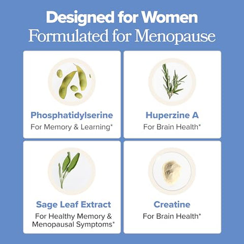 O Positiv Meno Brain Health Memory Support Capsules Daily Support For Cognitive Performance Concentration & Healthy Brain Aging With Phosphatidylserine Creatine Sage Leaf & Huperzine A 30 Servings