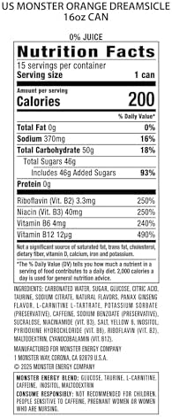 Monster Energy Orange Dreamsicle, Energy Drink, 16 Ounce (Pack of 15)