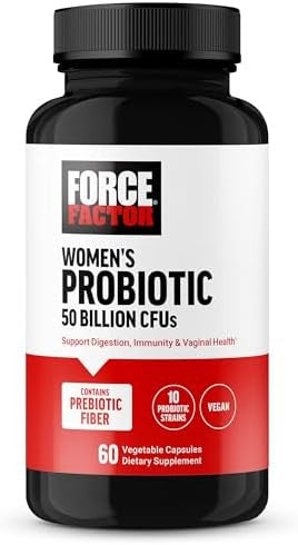Force Factor Probiotic For Women 50 Billion Cfu Women S Probiotic For Digestive Health Immunity And Vaginal Health 10 Strains With Lactobacillus Acidophilus Vegan 60 Capsules