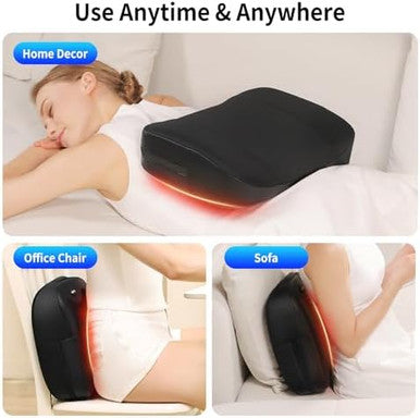 Masgre 2 In 1 Back Massager And Lumbar Support Pillow With Heat Shiatsu Massagers Deep Tissue Kneading Massage Pillows For Lower Back Leg Shoulder Pillow For Office Chair s For Mom Dad Women Men