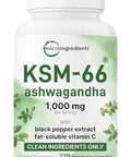 Micro Ingredients Ksm-66 Ashwagandha 1000Mg Per Serving 120 Veggie Capsules With Black Pepper For Better Absorption & Fat Soluble Vitamin C Potent Root Extract Stress Relaxation & Sleep Support Filler Free