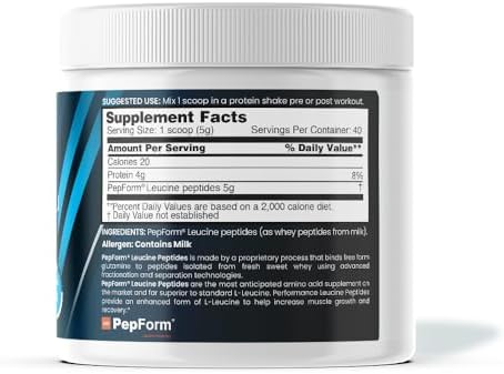 Nbpure Performance Leucine+: Pepform" Leucine Peptides " Essential Postworkout Amino Acid For Muscle Building & Recovery + Reducing Muscle Wasting