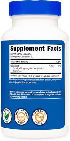 Nutricost Magnesium Orotate Capsules 1000Mg 120 Caps 60 Servings 500Mg Per Capsule Nongmo Gluten